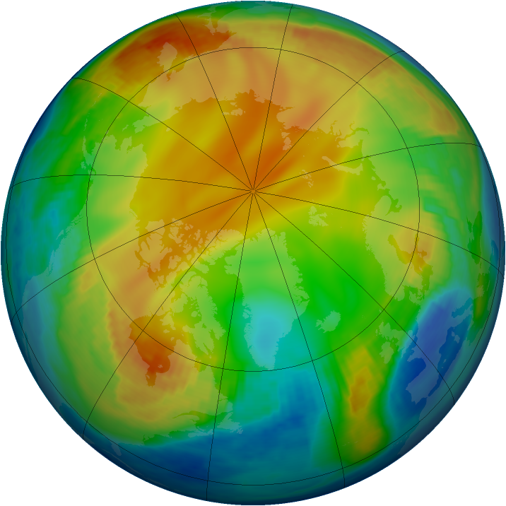 Arctic ozone map for 05 January 1999
